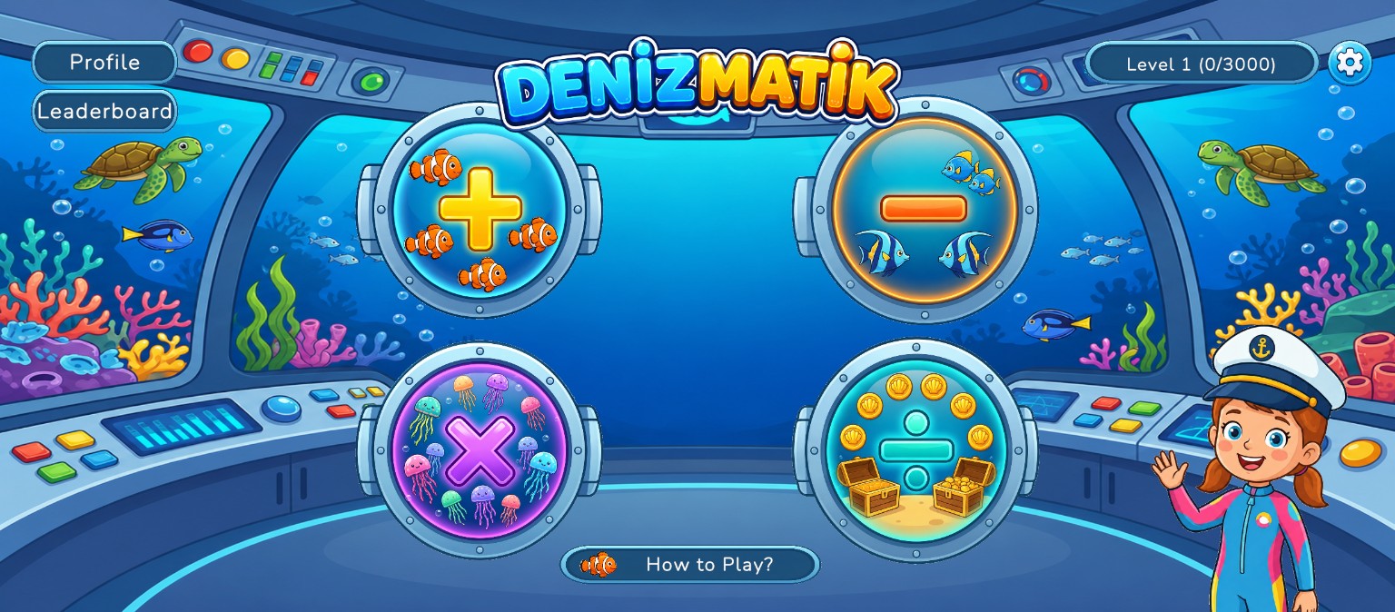DenizMatik dört işlem seçim ekranı